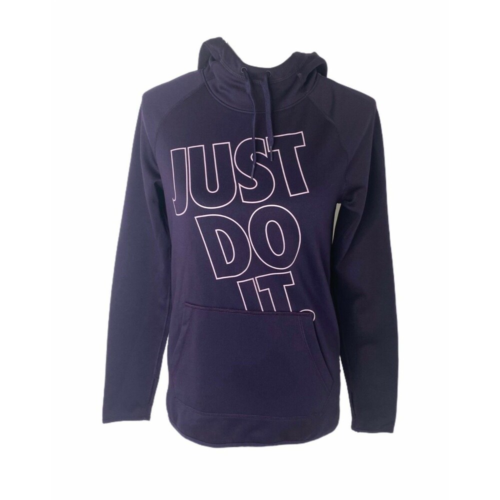 Nike Women’s Hoodie Purple Dri-Fit JDI Mock Neck Big Logo Athletic Size XS